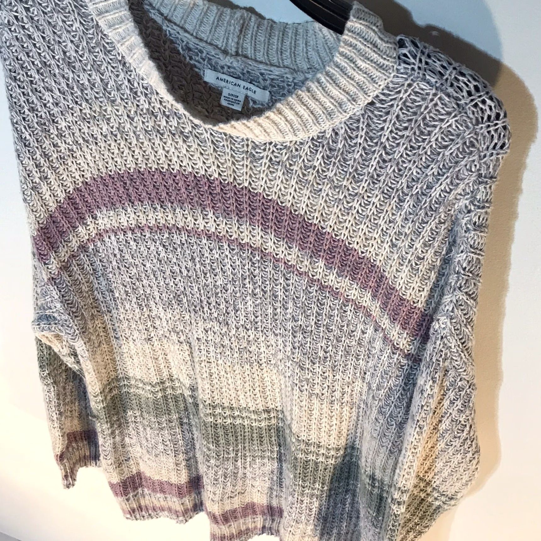 American Eagle Outfitters American Eagle Outfitters Tunic Sweater Women Size S Multicolor Striped 3/4 Sleeve Open-Knit Fall Winter Colorful Womens Size S / US 4 / IT 40 - 3 Thumbnail