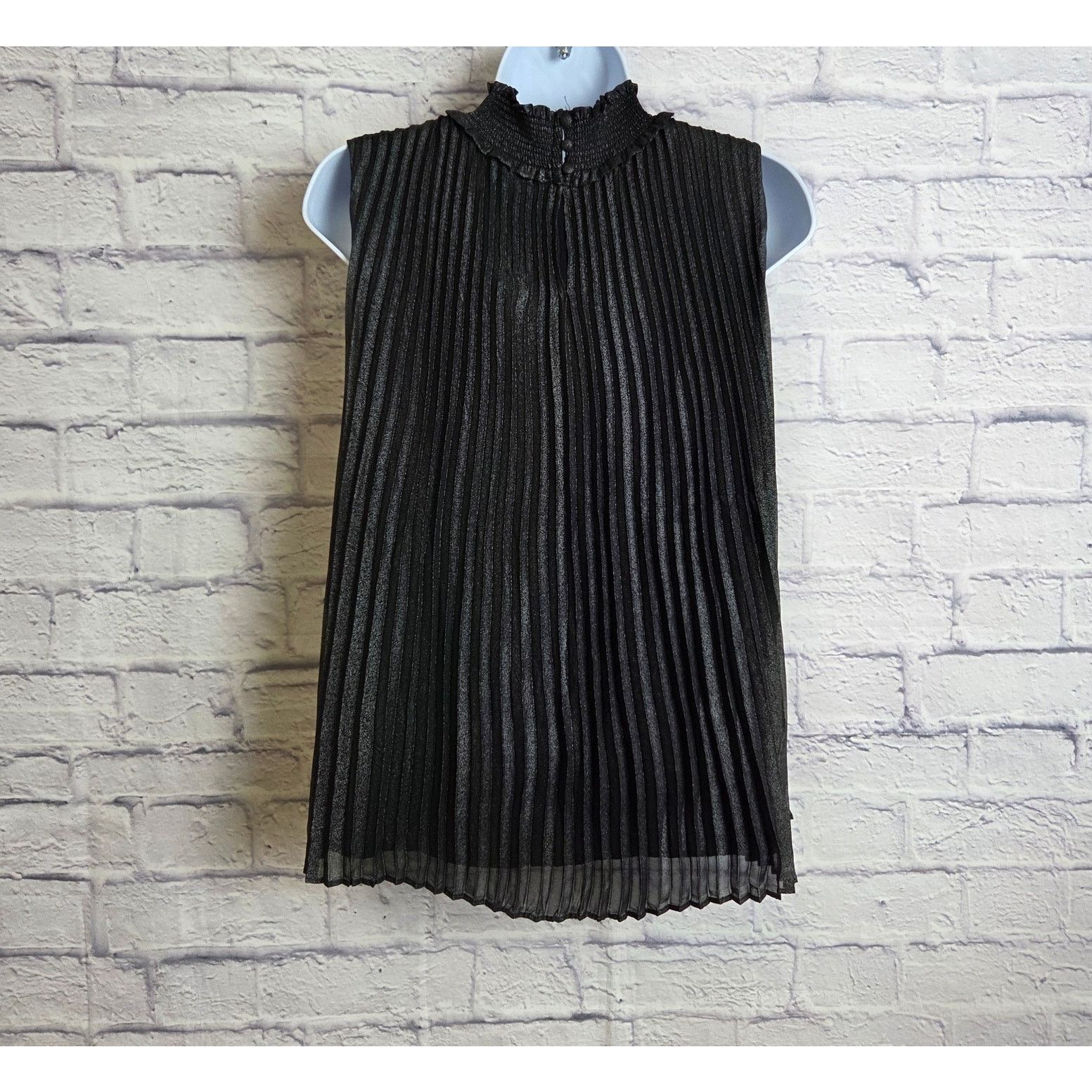 Nanette Lepore Nanette Lepore Medium Blk Sleeveless Accordion Pleat Blouse Size M / US 6-8 / IT 42-44 - 2 Thumbnail
