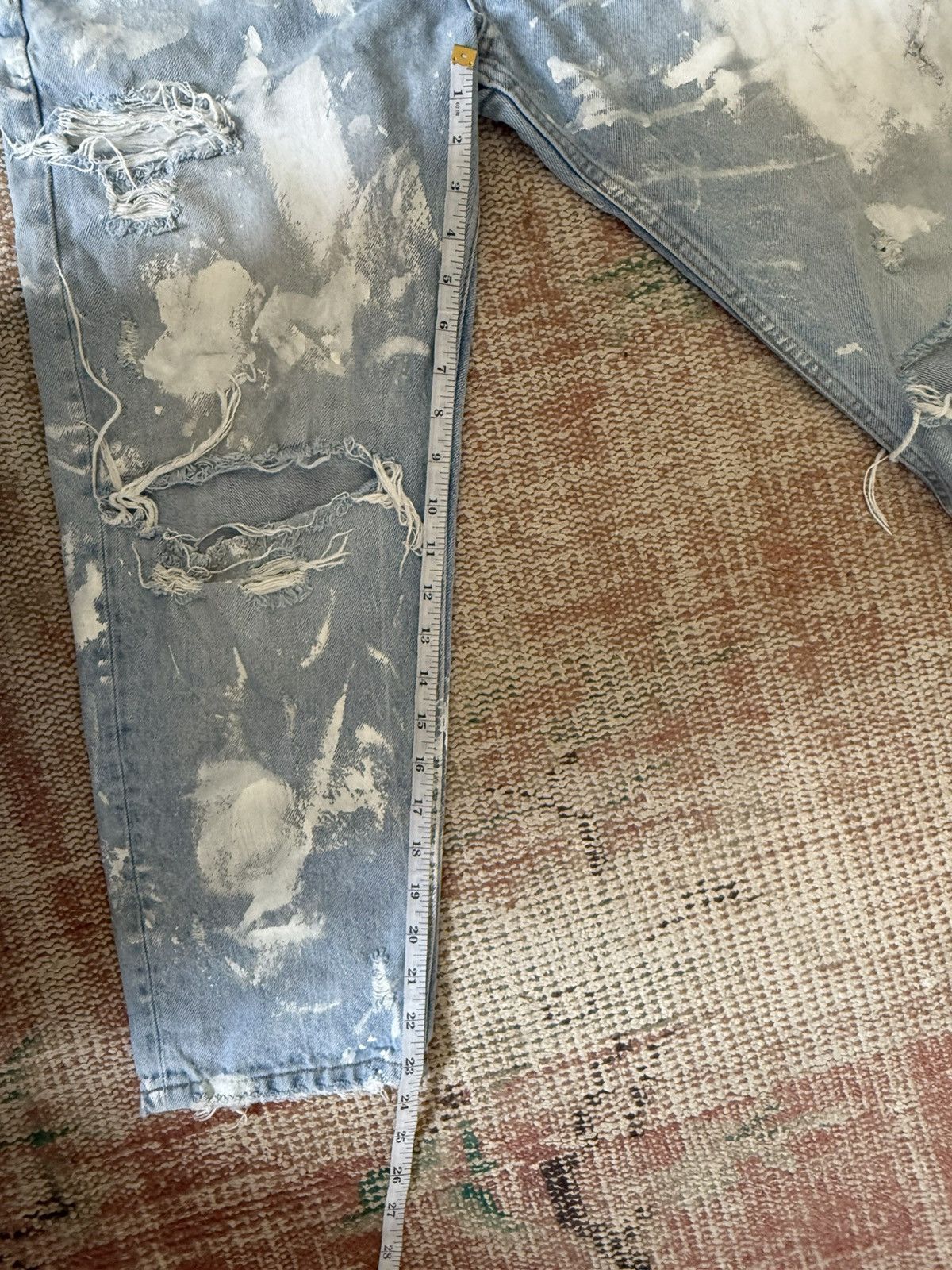 Zara Paint Splattered Cropped Zara Blue Denim jeans Size US 31 - 9 Thumbnail
