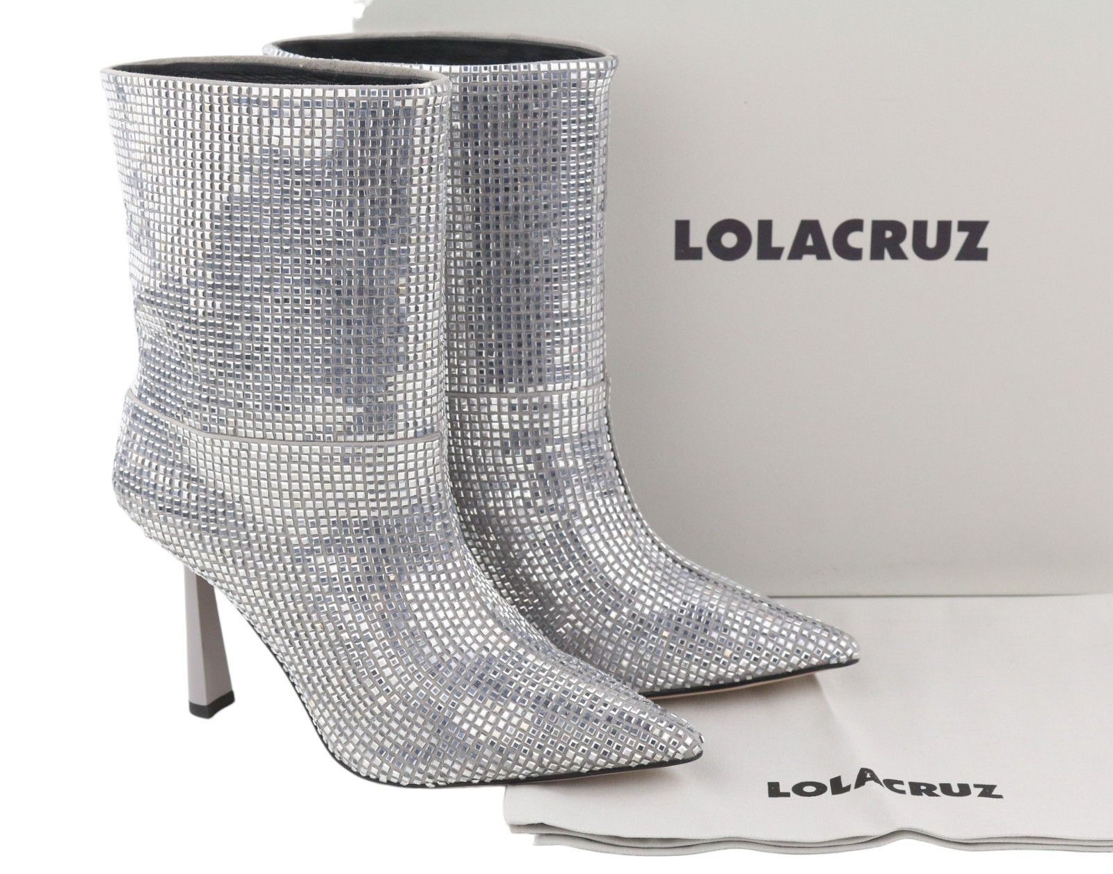 LOLA CRUZ KOILO EU36 Silver Suede Shiny Glitter Ankle 87544