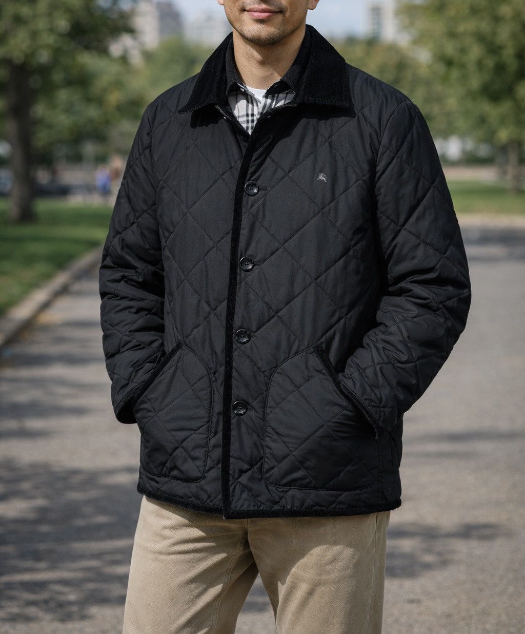 Burberry Burberry Black Label Diamond Corduroy Collar Quilted Jacket Size US M / EU 48-50 / 2 - 3 Thumbnail