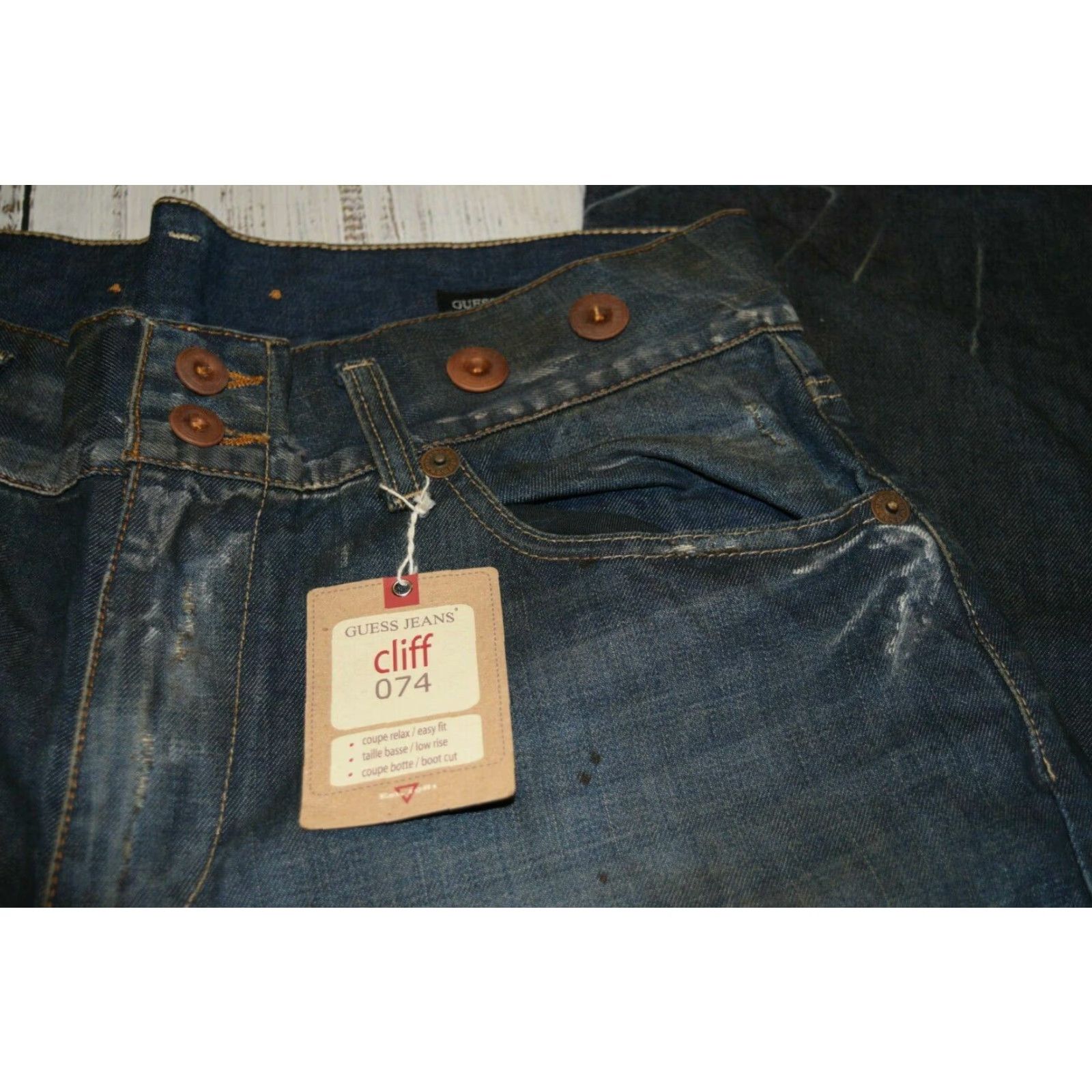 Guess VINTAGE GUESS Jeans Cliff 074 Bootcut 34 Blue Distressed Miner Workwear Mens Size US 34 / EU 50 - 2 Thumbnail
