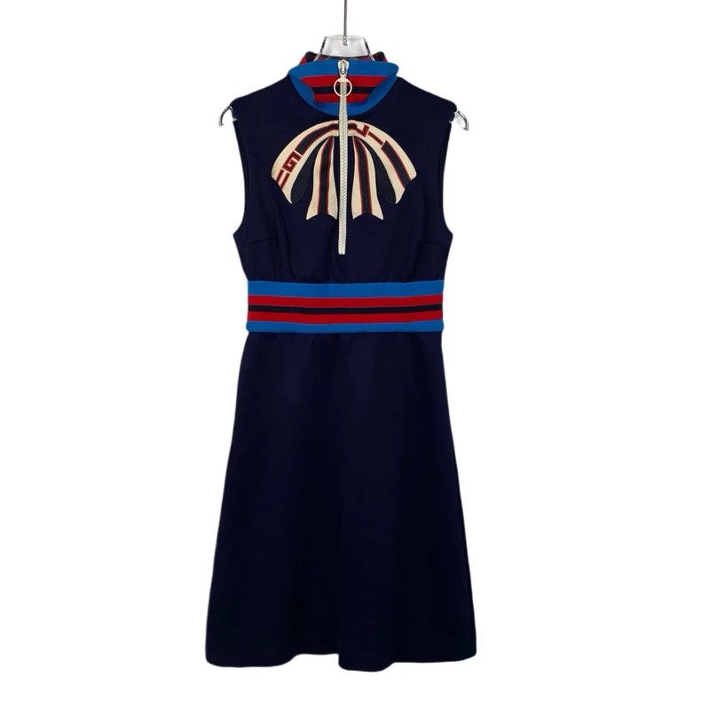 Gucci GucciColor-blocked semi-zipper striped sleeveless knitted d Size S / US 4 / IT 40 - 1 Thumbnail