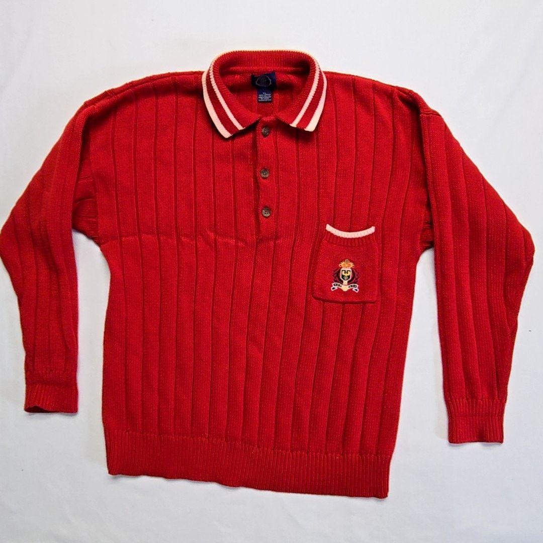 Gap Vintage Gap Red Knit Polo Sweater Embroidered Ribbed XL Y2K Size US XL / EU 56 / 4 - 1 Thumbnail