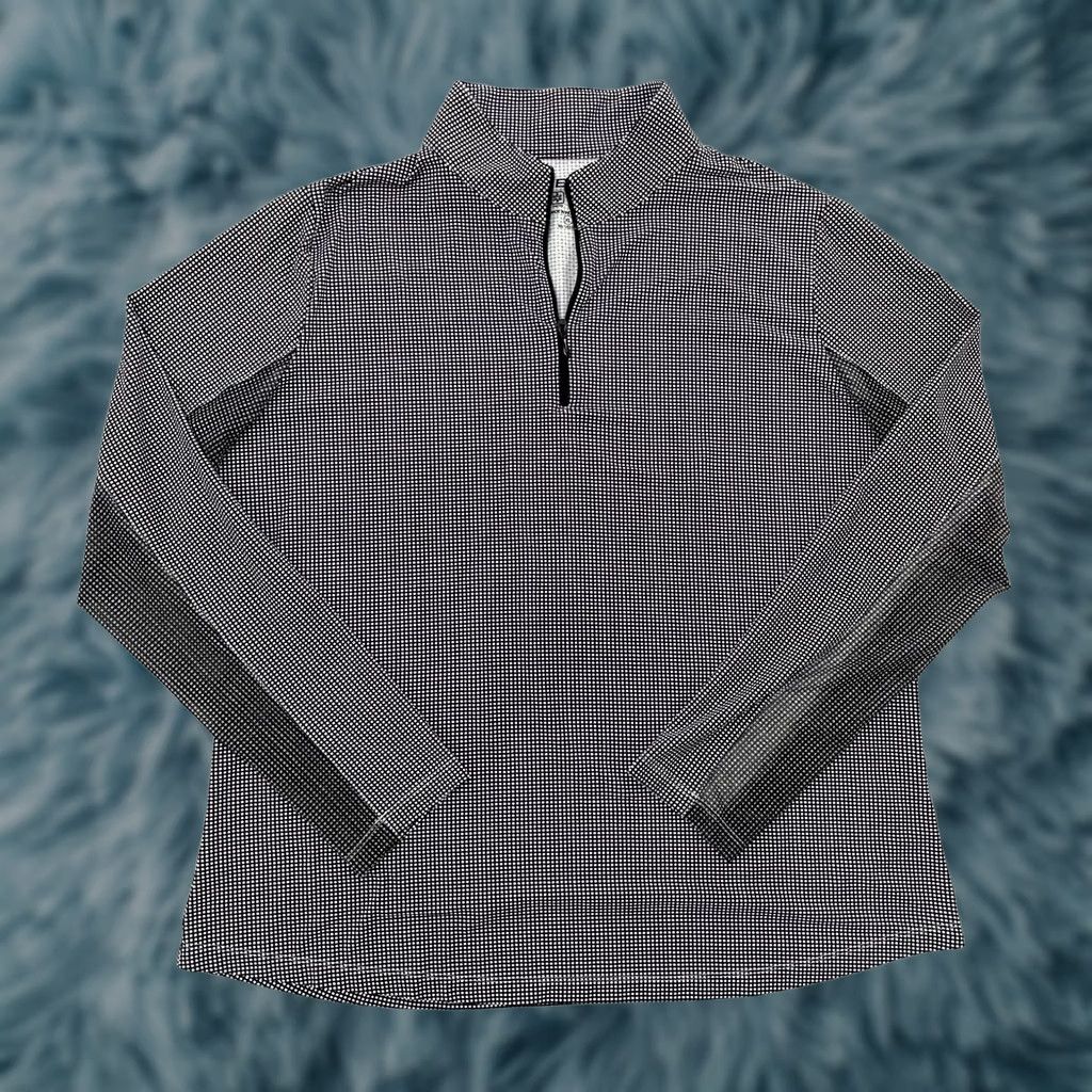 Vintage IBKUL Shirt Womens XL Black White Check 1/4 Zip Mock Golf Stretch Ladies Size XL / US 12-14 / IT 48-50 - 1 Thumbnail