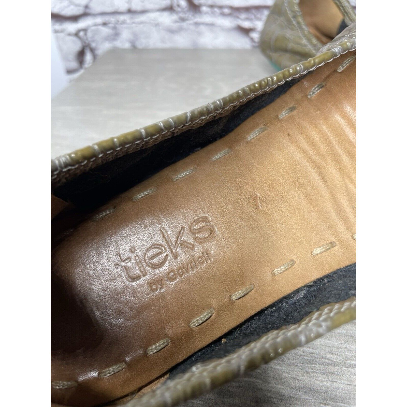Other Tieks Green Grey Leather Croc Patent Leather Ballet Flats Sh Size US 7 / IT 37 - 11 Thumbnail