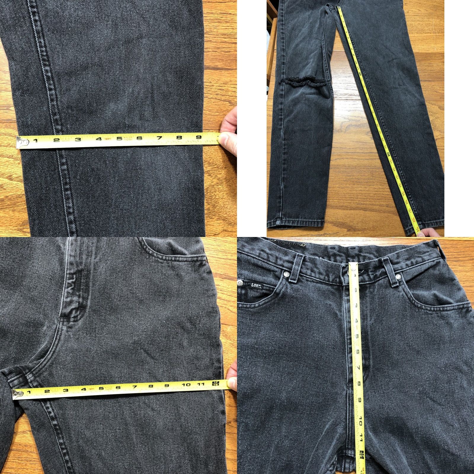 Lee VTG Lee Jeans Womens 27x33 Mom High Rise Black Distressed Denim Western Logo 5-Pocket Regular Rise USA Cowgirl 80s 90s Mens? Wait. Size 27" / US 4 / IT 40 - 8 Thumbnail