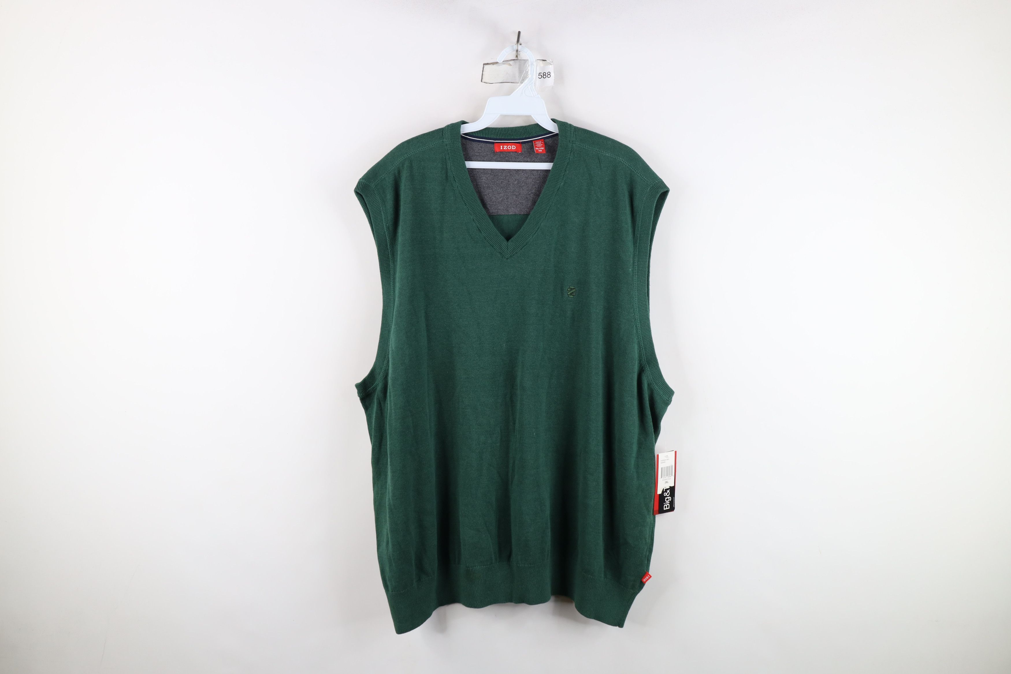 Izod New Izod Ribbed Knit Sleeveless V-Neck Sweater Vest Green Size US XXL / EU 58 / 5 - 1 Thumbnail