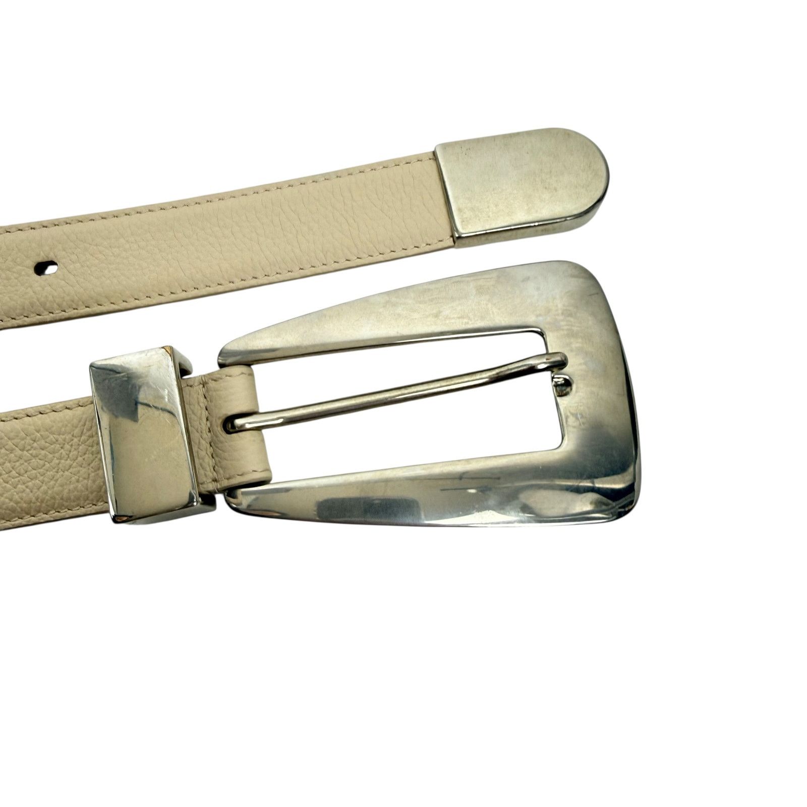KHAITE Khaite Lucca Leather Belt Solid Brass Buckle Dark Ivory 90 Size ONE SIZE - 6 Thumbnail