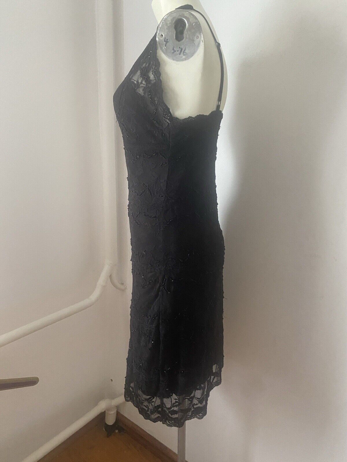 Vintage Orsay Party Dress Mini Beaded Black Size 10 A24 Size M / US 6-8 / IT 42-44 - 3 Thumbnail
