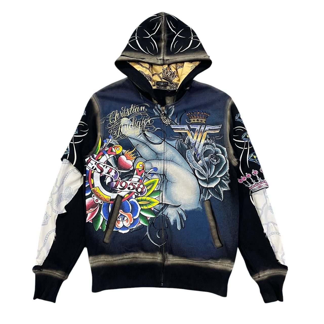 Christian Audigier Vintage Christian Audigier Los Angeles Print Hoodie Size US S / EU 44-46 / 1 - 1 Thumbnail