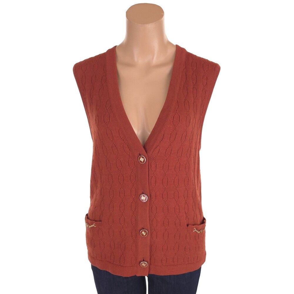 Celine Vintage 80s 90s Celine Paris Sweater Vest Size 42 M Orange Size M / US 6-8 / IT 42-44 - 1 Thumbnail