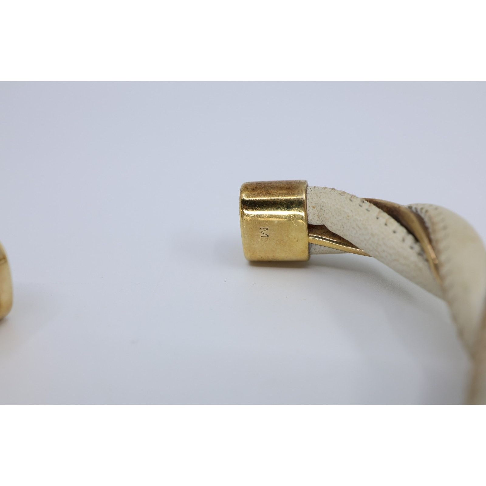 Bottega Veneta BOTTEGA VENETA Twist Cuff Gold Plated Leather Bracelet Sz M Size ONE SIZE - 7 Thumbnail