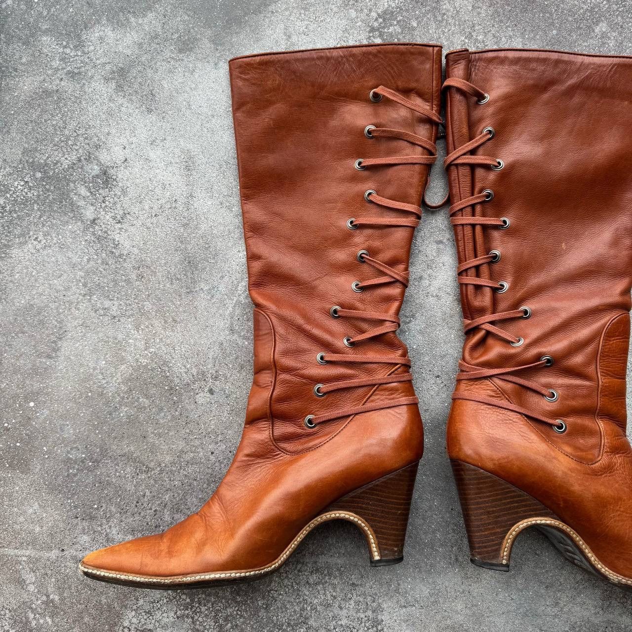 Dries Van Noten × Vintage Dries Van Noten Vero Cucio Vintage Leather Heel Boots Size US 7 / IT 37 - 11 Thumbnail