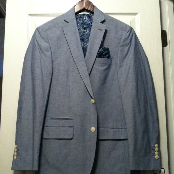 Tallia TALLIA MEN'S NEW BLUE 100%COTTON SPORT JACKET COAT SIZE: S Size US S / EU 44-46 / 1 - 4 Thumbnail