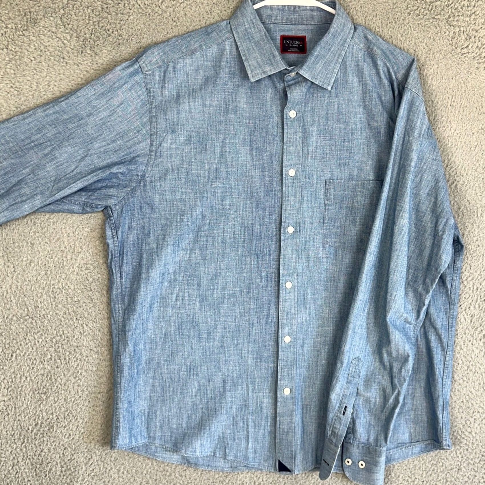 UNTUCKit UNTUCKit Shirt Mens XL Blue Button Up Casual Long Sleeve Pocket Logo Outdoor EUC Size US XL / EU 56 / 4 - 2 Thumbnail