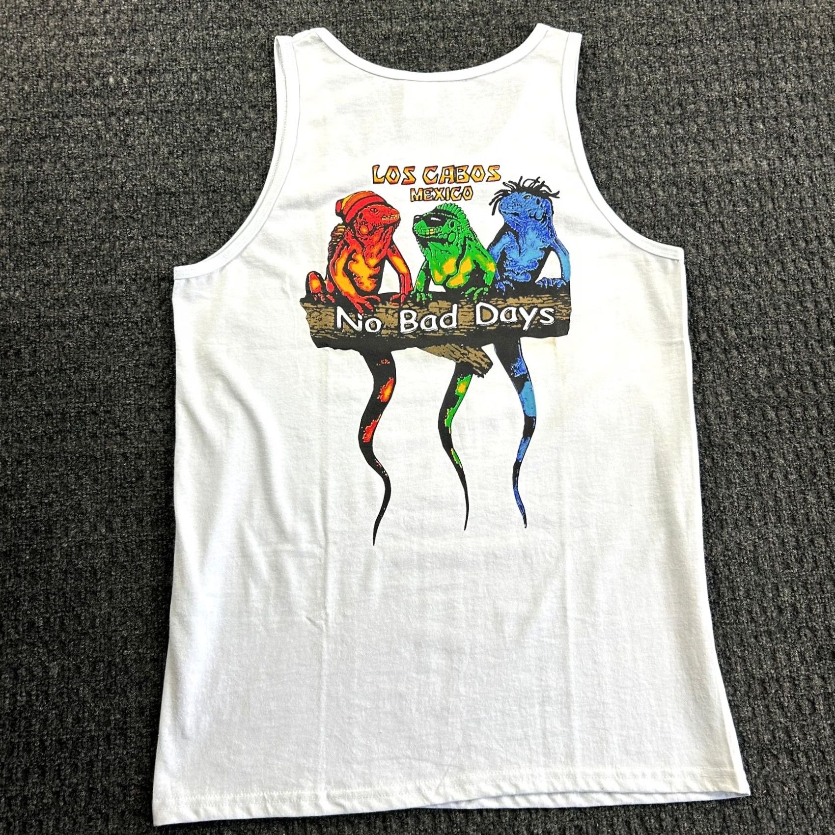 Vintage VINTAGE Flass Shirt M White Cotton Graphic Print Logo Sleeveless T-Shirt Men Iguanas Band Beach California 90s Style M Mens Size US M / EU 48-50 / 2 - 2 Thumbnail