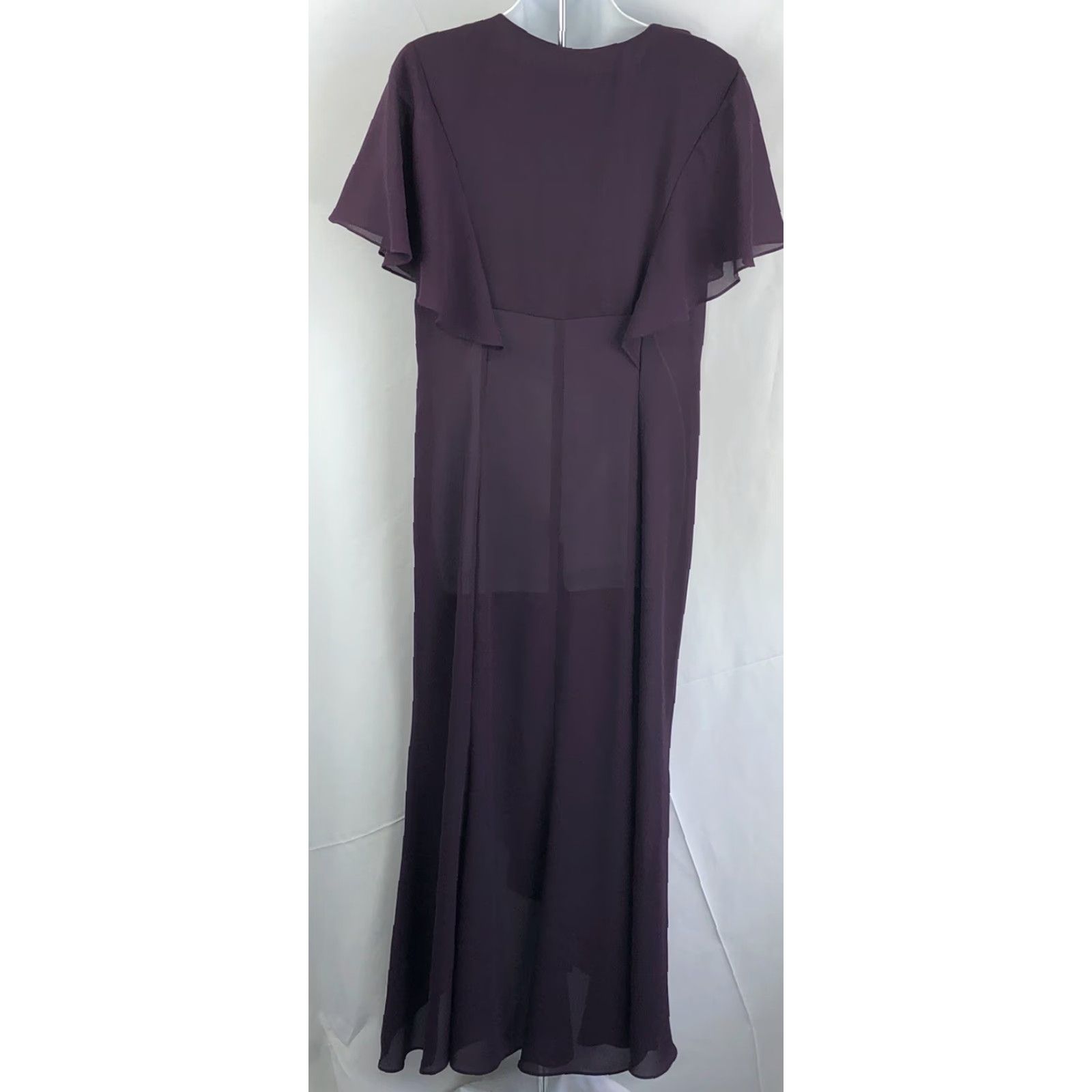 Vintage VINTAGE Karin Stevens Maxi Dress Purple 10 Chiffon Ruffles Flutter Sleeve V-Neck Wedding Formal 90s Womens Size L / US 10 / IT 46 - 3 Thumbnail