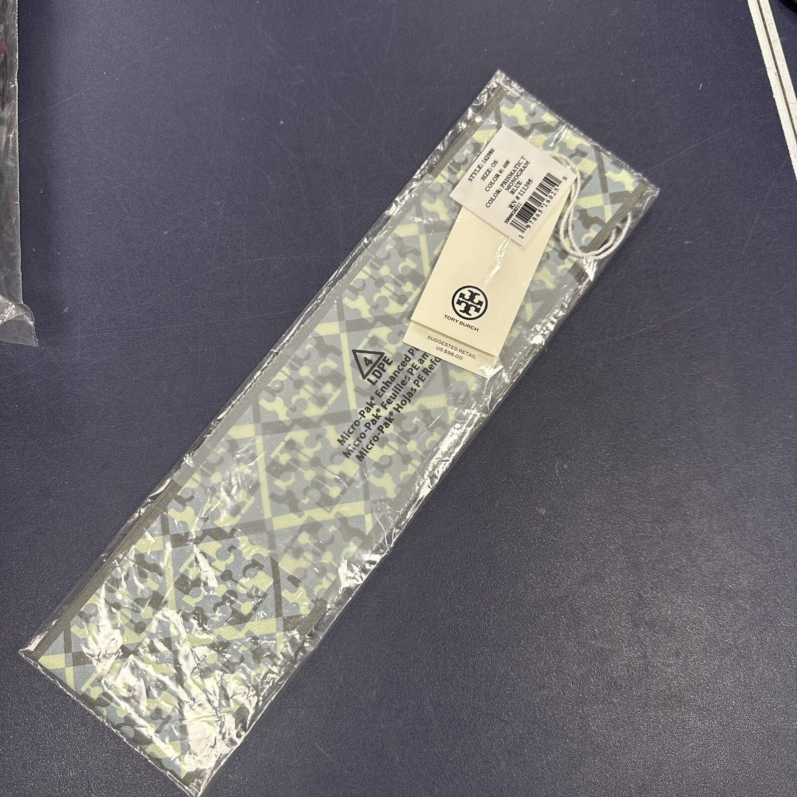 Tory Burch NWT Tory Burch PRISMATIC T MONOGRAM RIBBON TIE Silk Size ONE SIZE - 3 Thumbnail