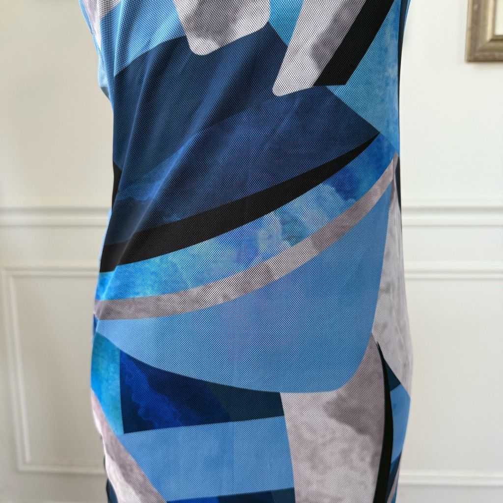 Other Pretty Little Thing Mesh Bodycon Midi Tube Dress Blue Abstract 4 Size S / US 4 / IT 40 - 3 Thumbnail