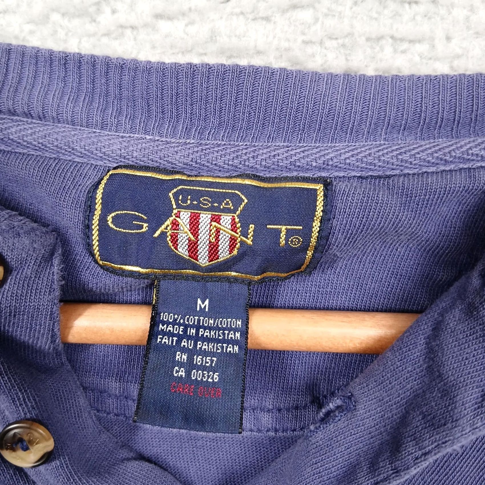 Gant VINTAGE? No. GANT Shirt Mens Medium Blue Long Sleeve Henley Cotton Casual Made in Pakistan Size US M / EU 48-50 / 2 - 3 Thumbnail