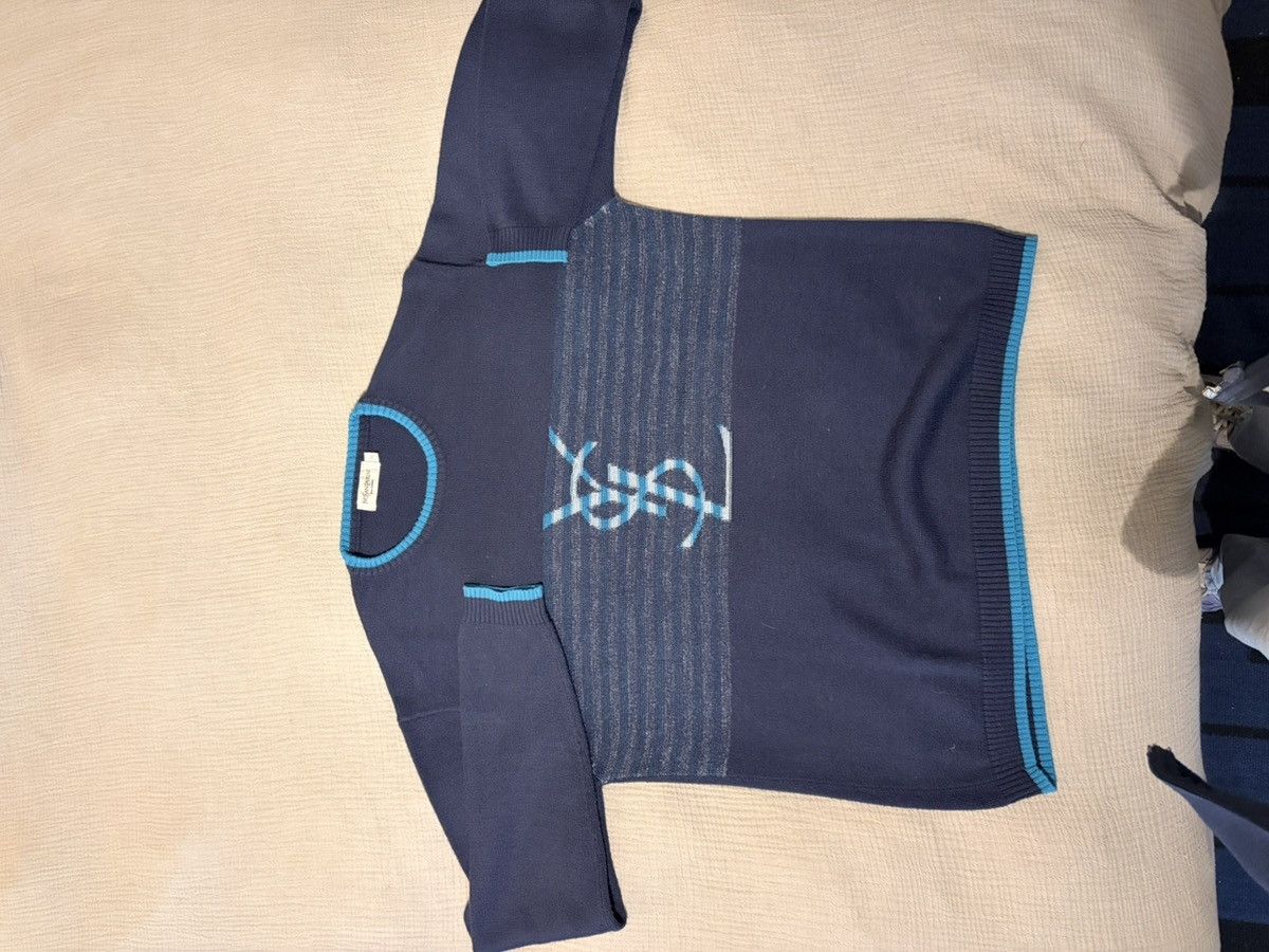 Yves Saint Laurent Yves saint laurent logo sweater in blue Size US XXL / EU 58 / 5 - 7 Thumbnail