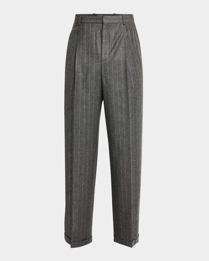 Saint Laurent Paris oc11z0126 796137 90'S Pants in Striped Wool and Cashmere Size US 34 / EU 50 - 1 Thumbnail