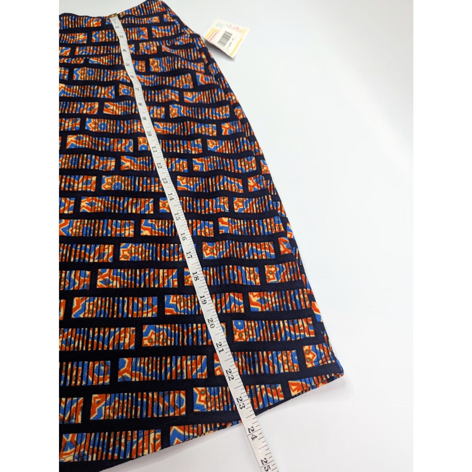 Vintage NWT LuLaRoe Cassie Pull-On Midi Skirt XS Orange Geometric Print Rectangle Aztec Size 26" / US 2 / IT 38 - 3 Thumbnail