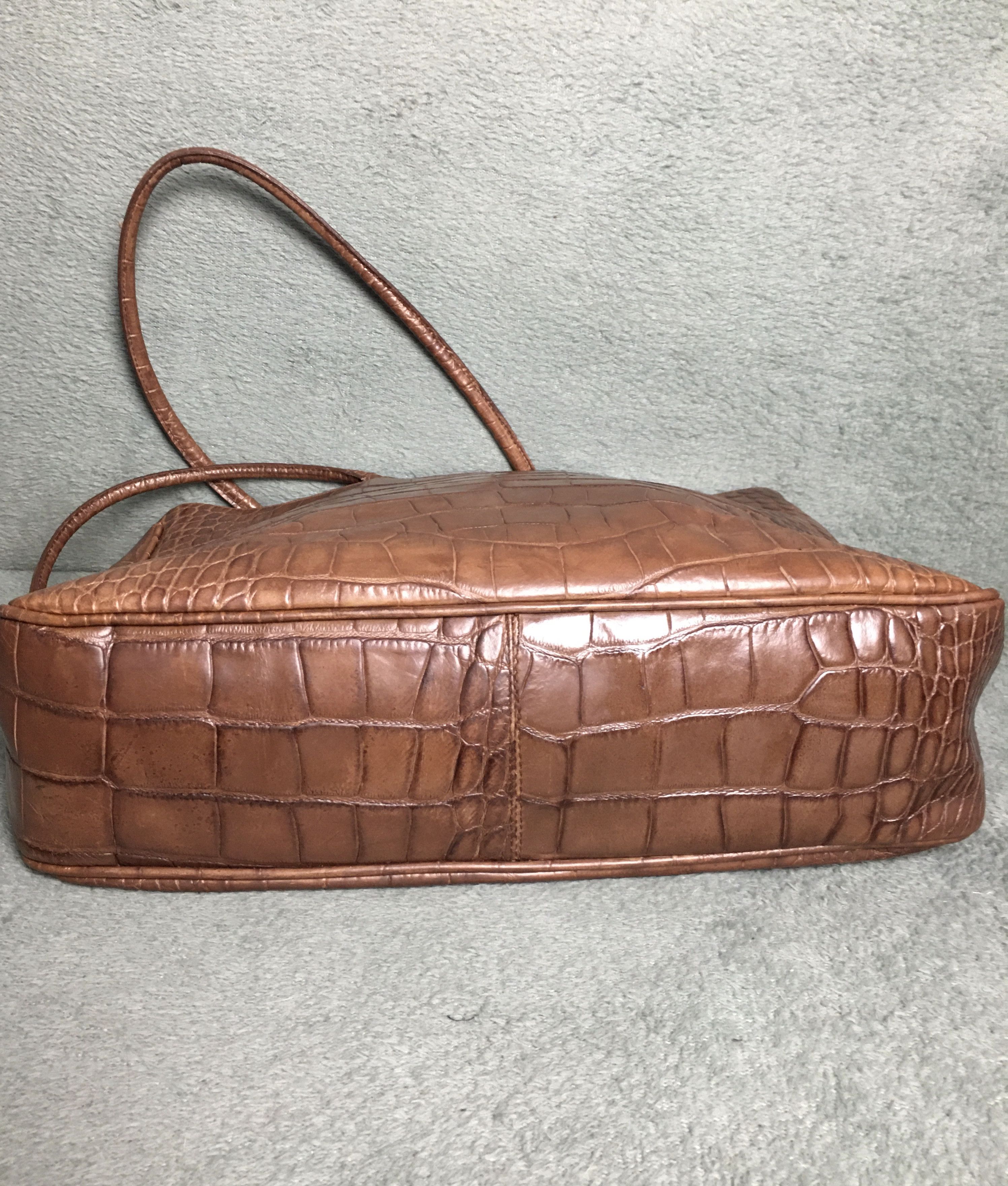 Furla Furla Leather Croco Embossed Brown Tote Bag Size ONE SIZE - 9 Thumbnail