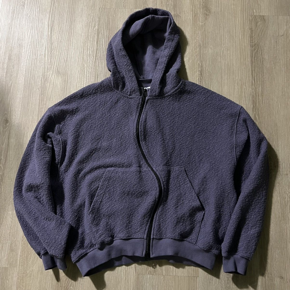 Round Hem Curved Double Zip Hoodie Purple Size Small