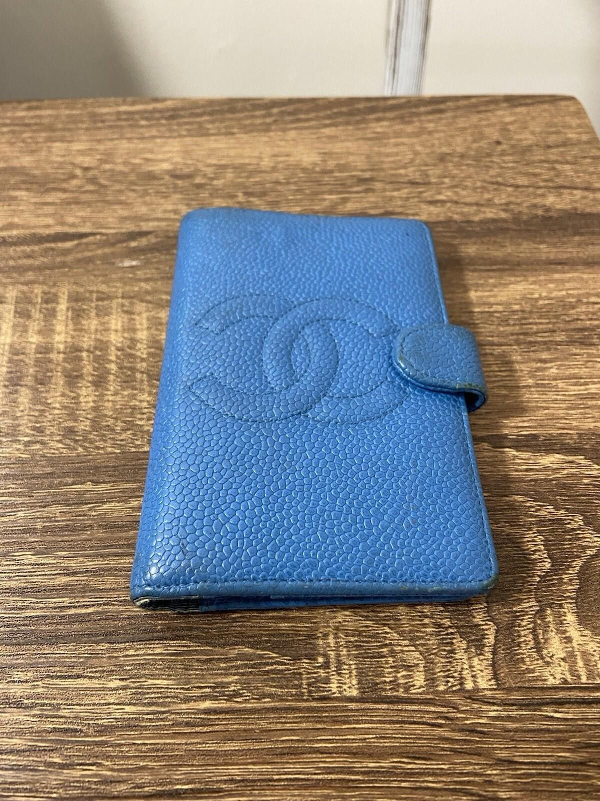 Chanel Caviar small blue agenda notebook cover good not perf