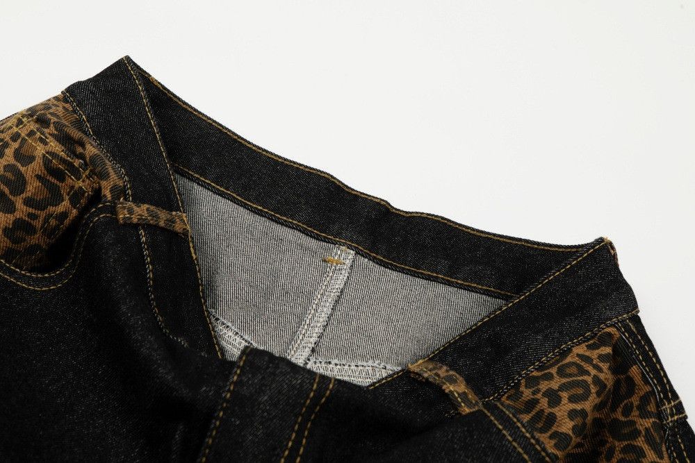 Jean Men's vibe workwear leopard print patchwork curved jeans Size US 32 / EU 48 - 4 Thumbnail