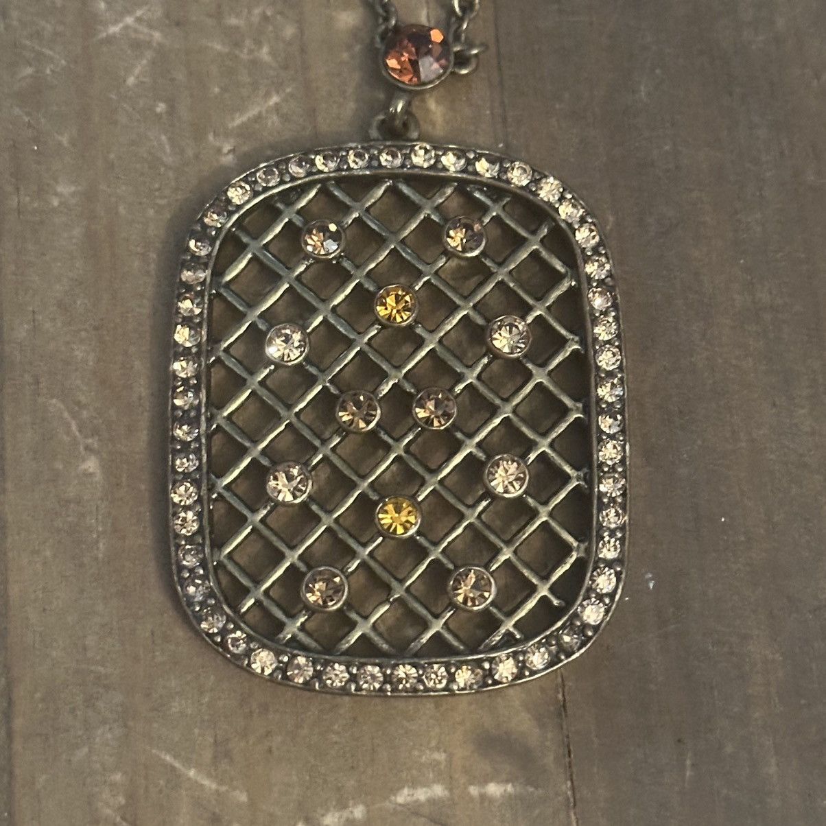 Other You and I bronze rhinestone square mesh pendant necklace Size ONE SIZE - 3 Thumbnail