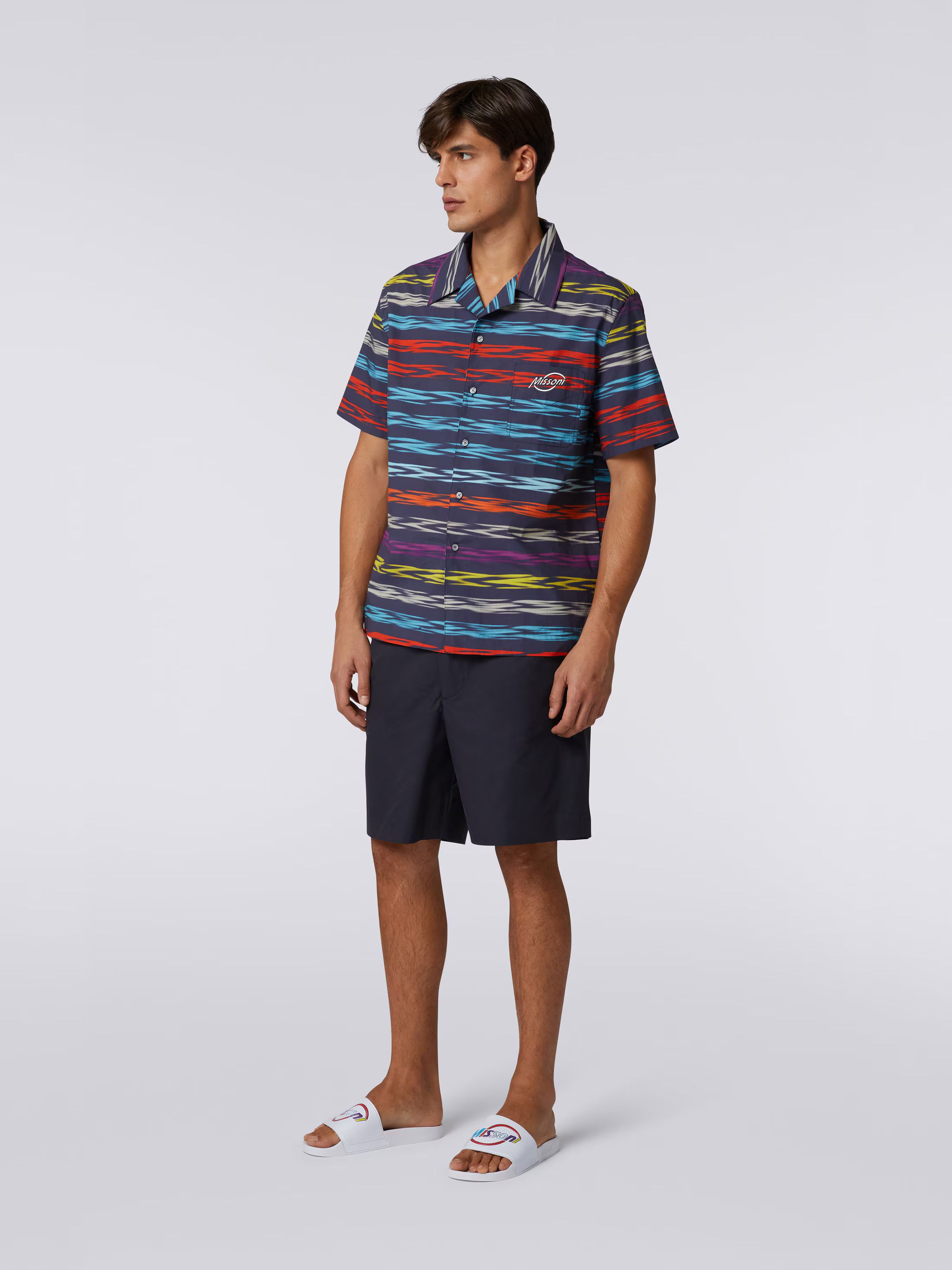 Missoni o1mle1025 Logo Short Sleeved Bowling Shirt in Multicolor Size US L / EU 52-54 / 3 - 3 Thumbnail
