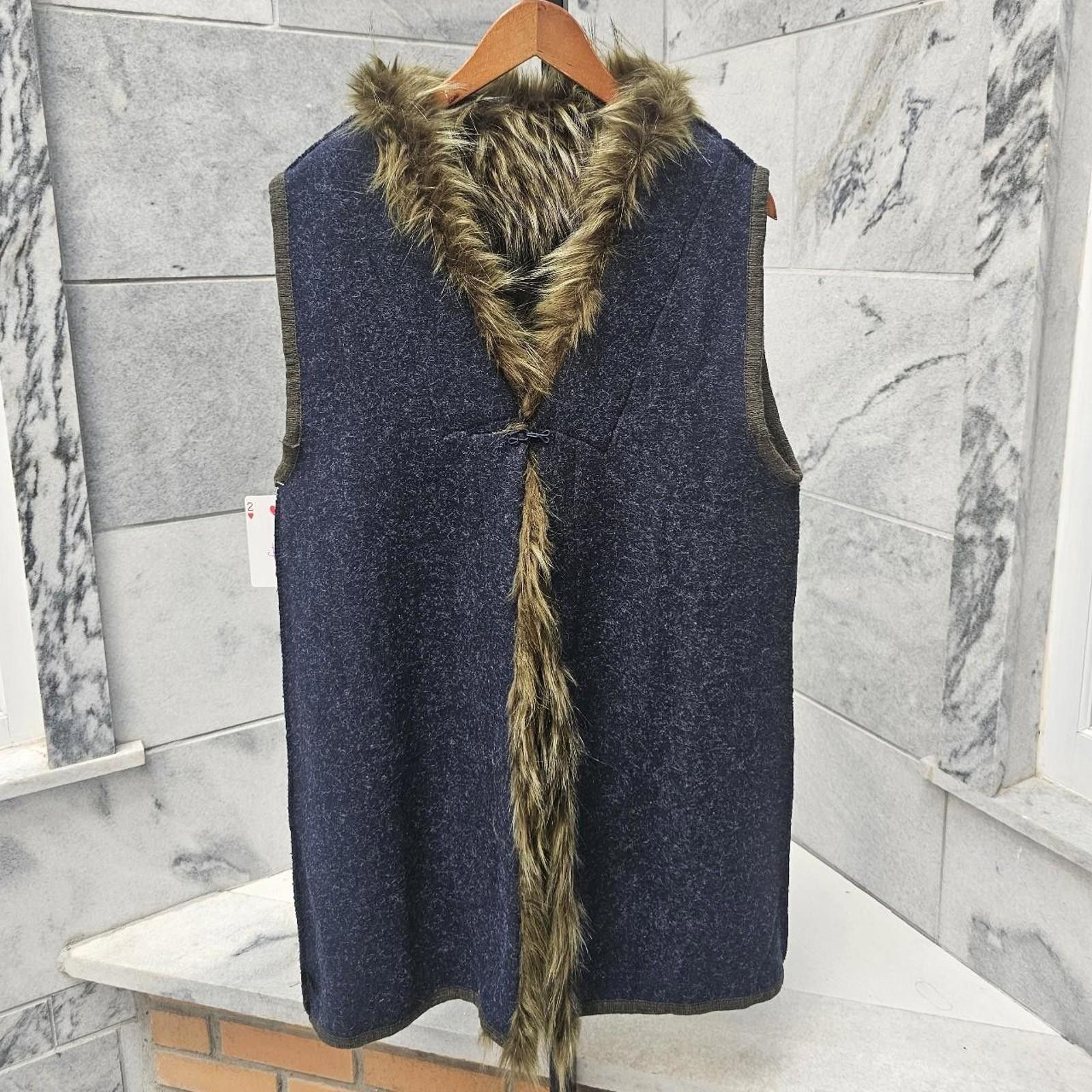 Other Women's Earth Tone Faux Fur Trim Vest Size M / US 6-8 / IT 42-44 - 6 Thumbnail