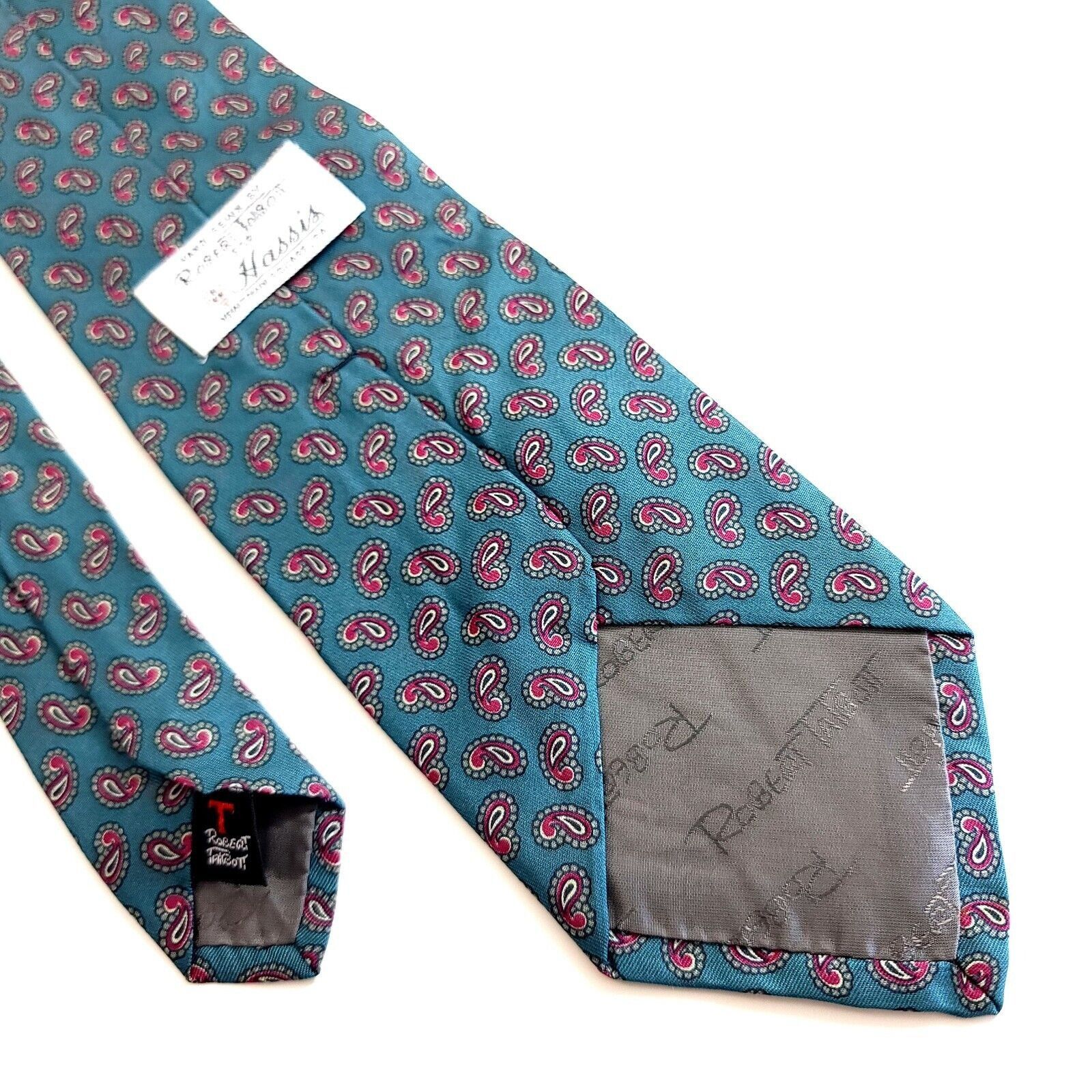 Robert Talbott Robert Talbott Teal Red Paisley Print Hand Sewn Short Silk T Size ONE SIZE - 6 Thumbnail
