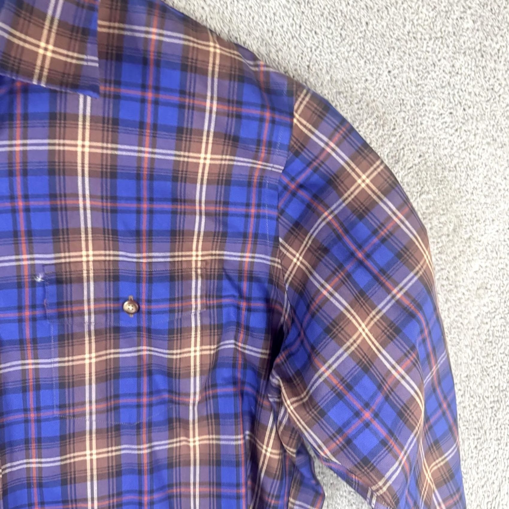Brooks Brothers Brooks Brothers Shirt Mens XL Blue Plaid Non Iron Slim Fit Cotton Button Front Shirt Size US XL / EU 56 / 4 - 4 Thumbnail