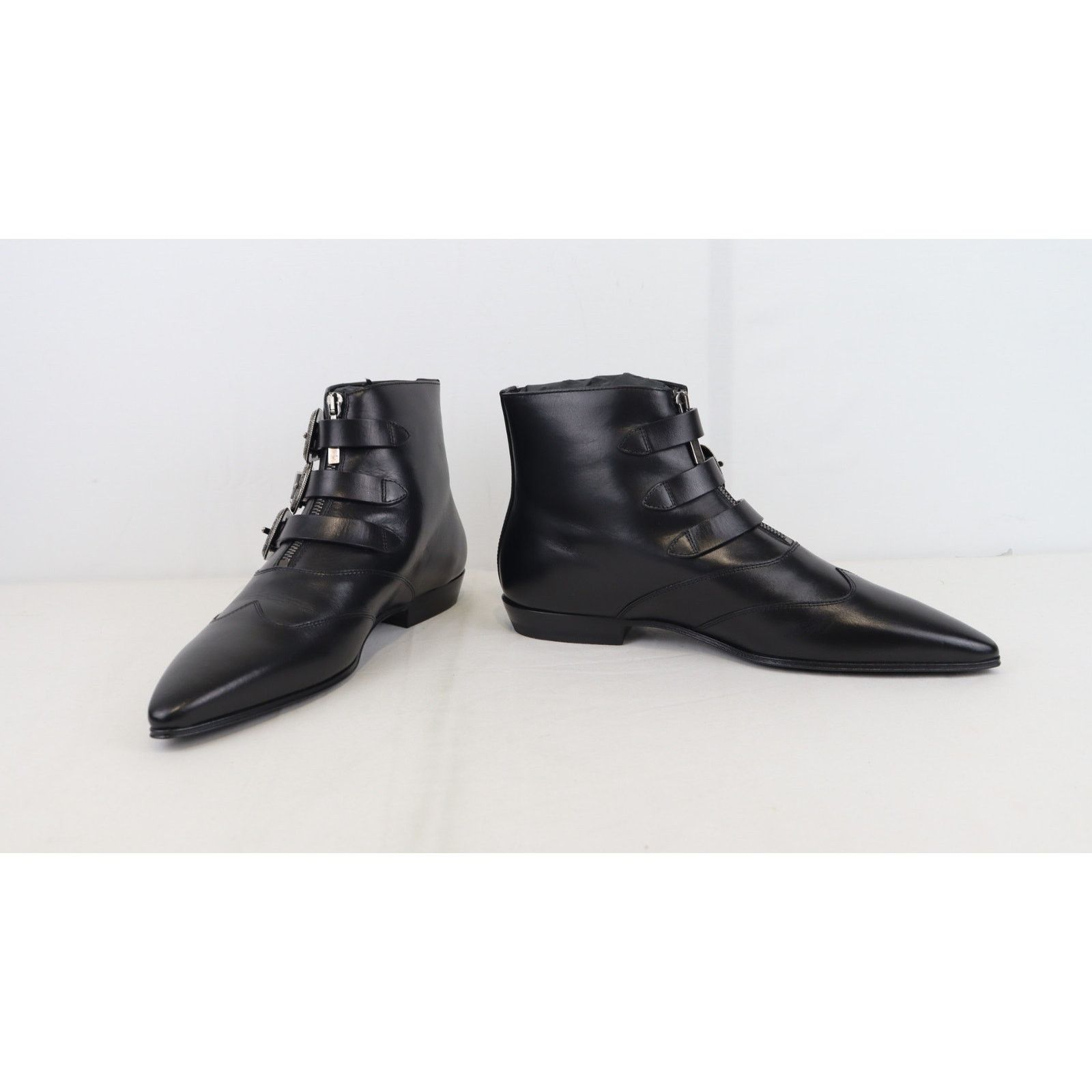 Saint Laurent Paris o1rshd1 Goth leather buckle Boots Stan in Black Size US 12 / EU 45 - 9 Thumbnail