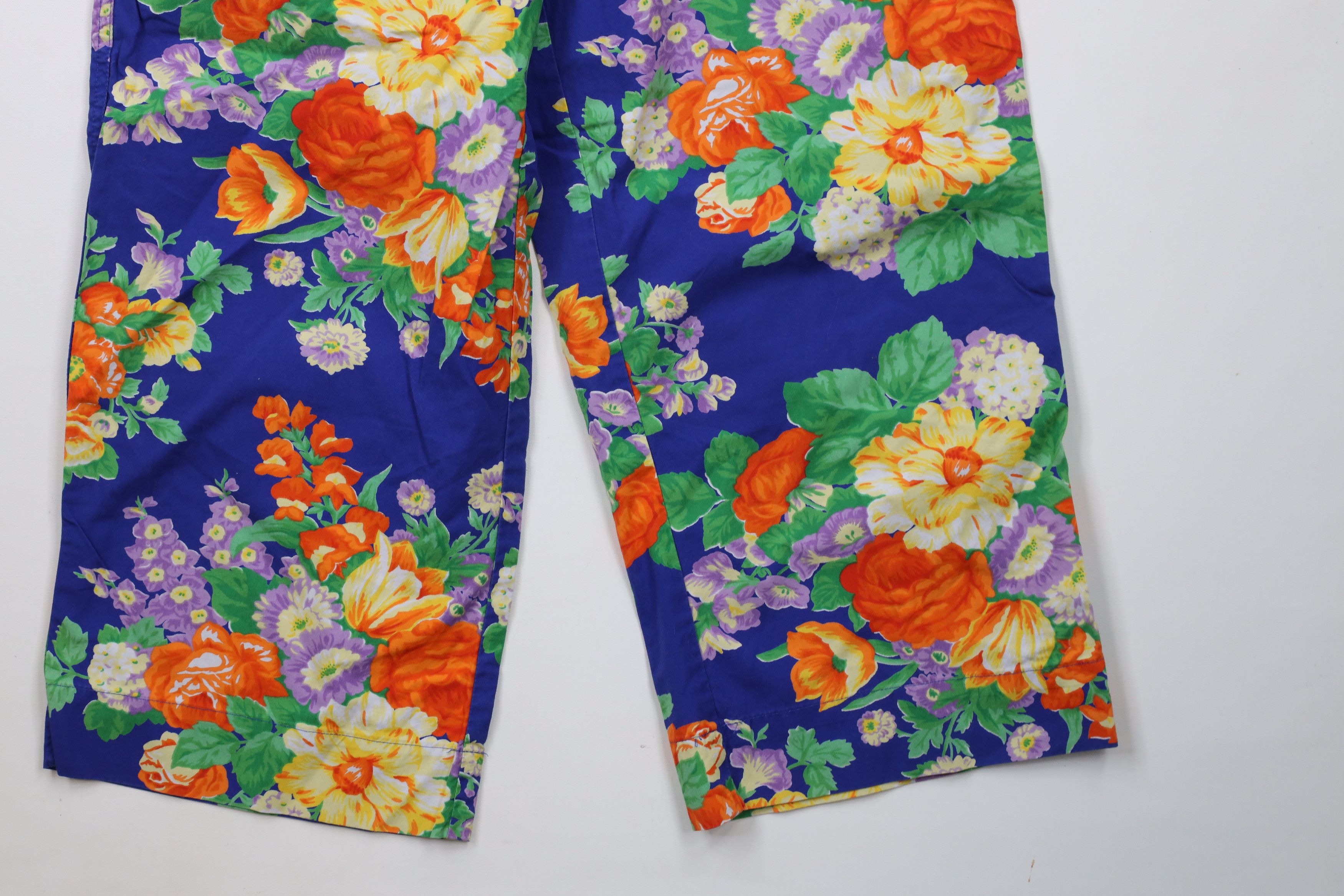 Ralph Lauren × Vintage Vintage 90s Ralph Lauren Flared Flower Capris Pants Cotton Size 30" / US 8 / IT 44 - 4 Thumbnail