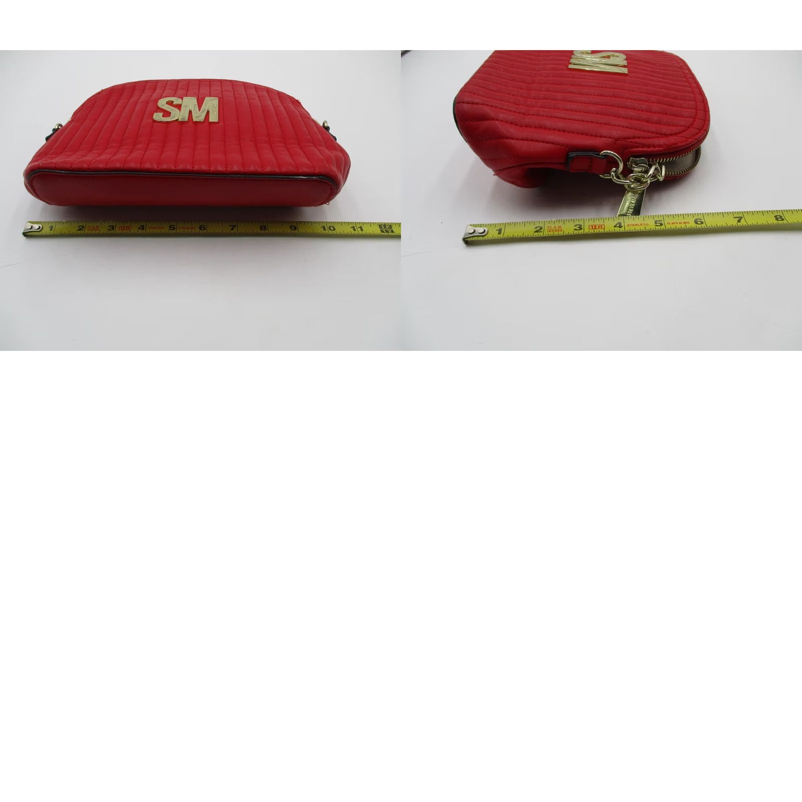 Steve Madden Steve Madden Crossbody Bag Small Red Quilted Faux Leather Gold SM Logo Womens Size ONE SIZE - 8 Thumbnail