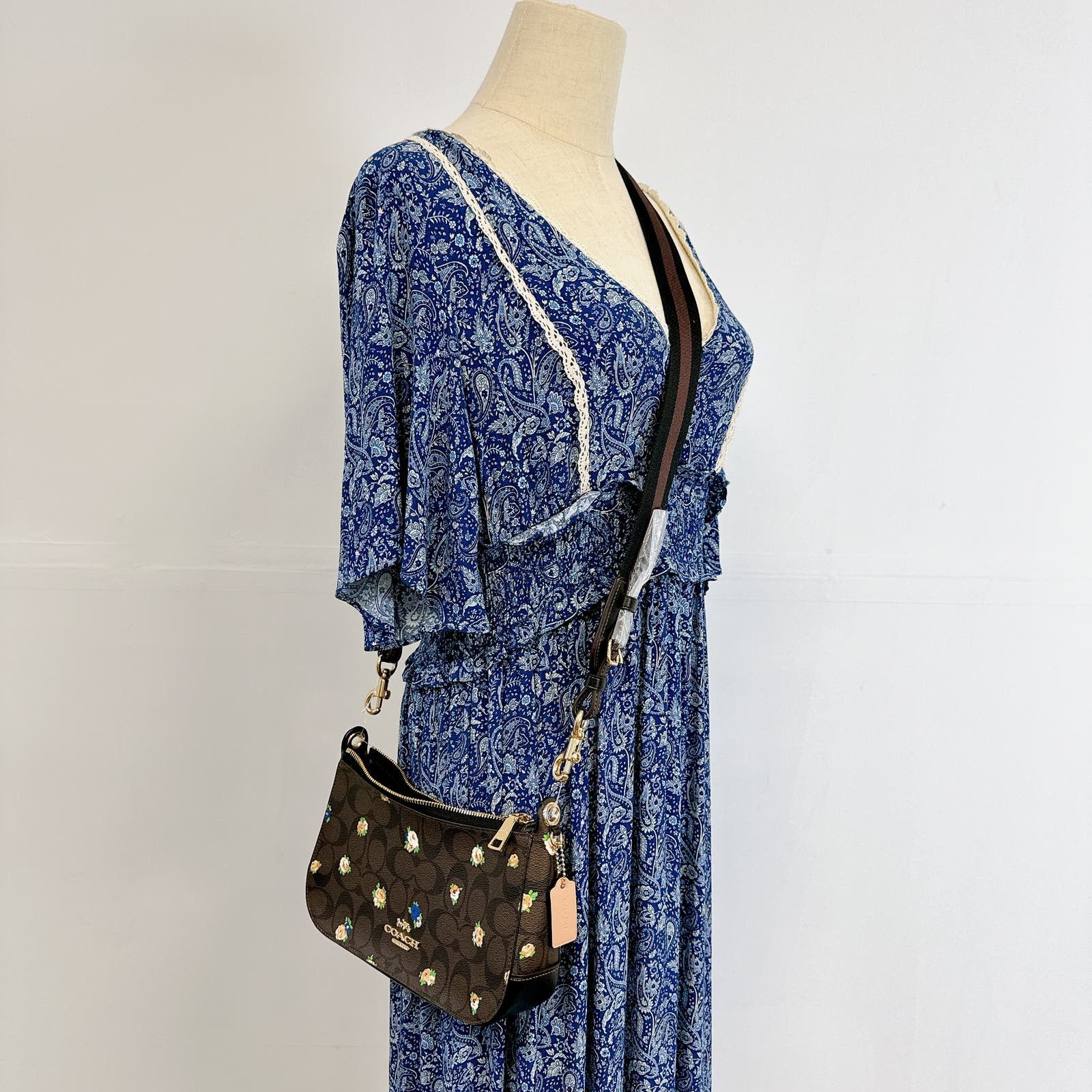 image of Coach C6823 Jes Baguette In Signature In Brown Black Multi, Women's