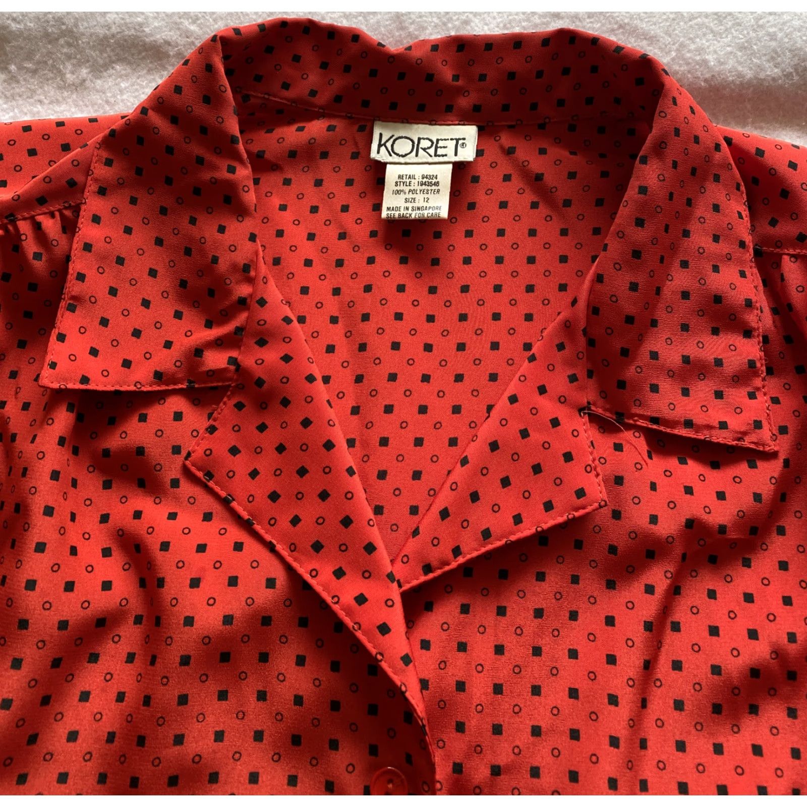 Vintage VINTAGE Koret Button Shirt Women’s 12 Blouse Red Polka Dot Long Balloon Sleeve Collared 90s Chic Womens Size XL / US 12-14 / IT 48-50 - 3 Thumbnail