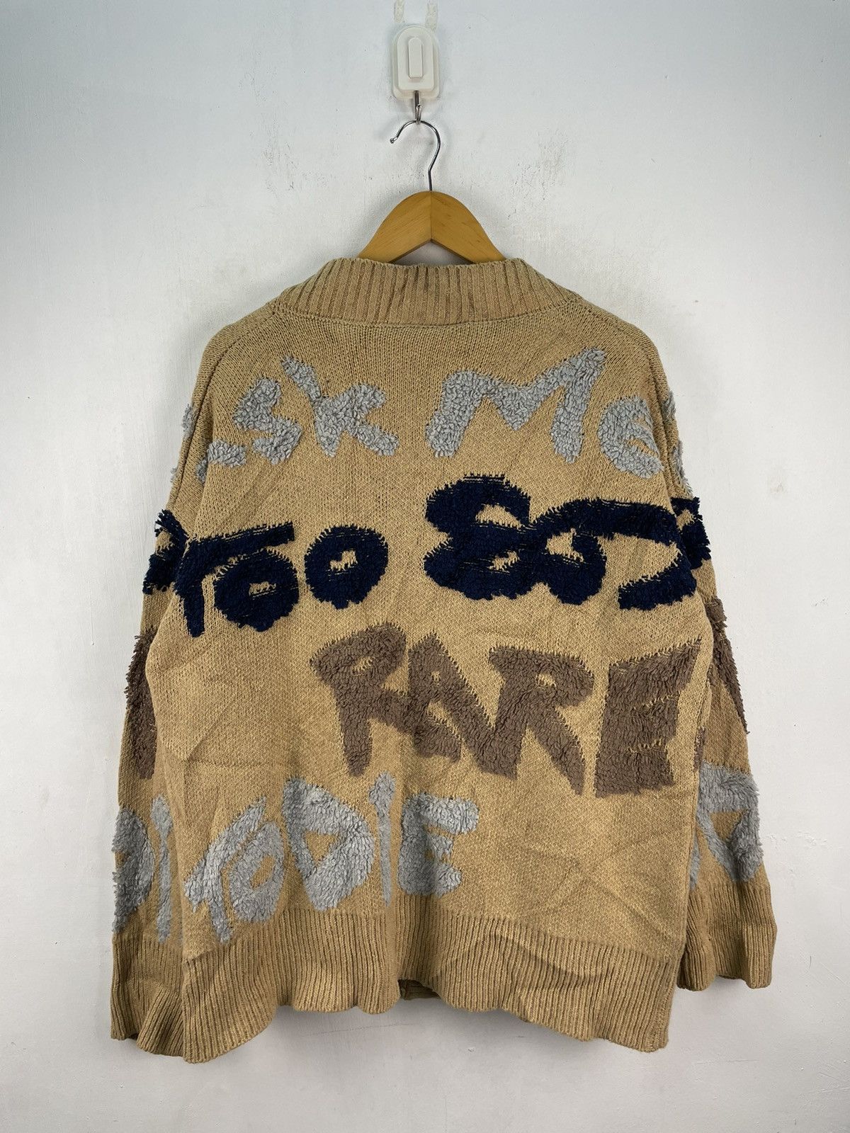 Japanese Brand 🇯🇵 Aveloria Rare Letter Spellout Embroidery Cardigan Sweater Size XL / US 12-14 / IT 48-50 - 4 Thumbnail