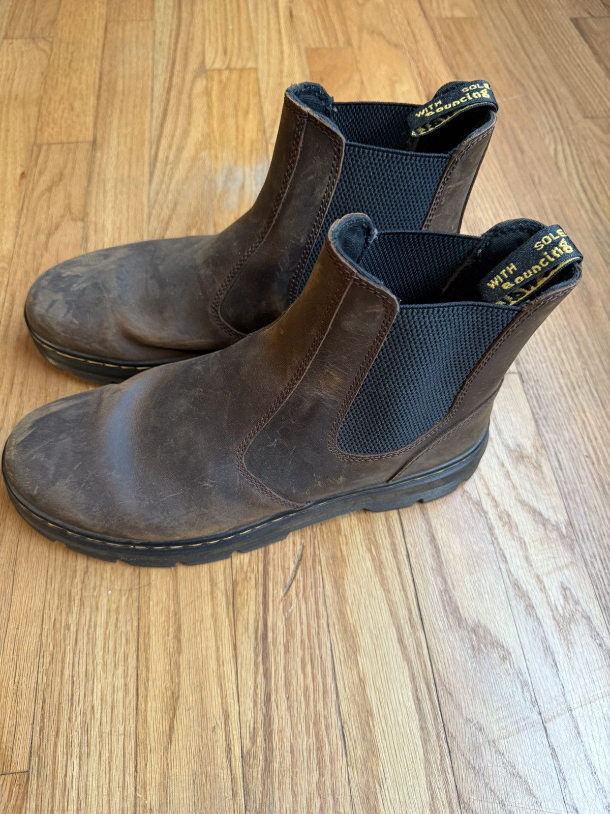 Dr. Martens Dr. Martens Crazy Horse Brown Chelsea Boots Size US 12 / EU 45 - 3 Thumbnail