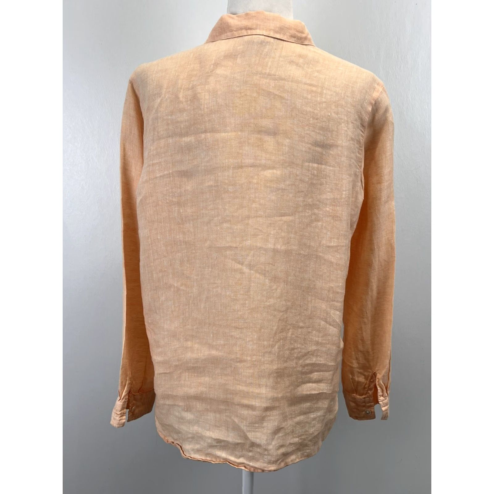 J. Jill J. Jill Shirt Women Sz Small Linen Peach Beach Summer Coastal Button Up Love Size S / US 4 / IT 40 - 3 Thumbnail