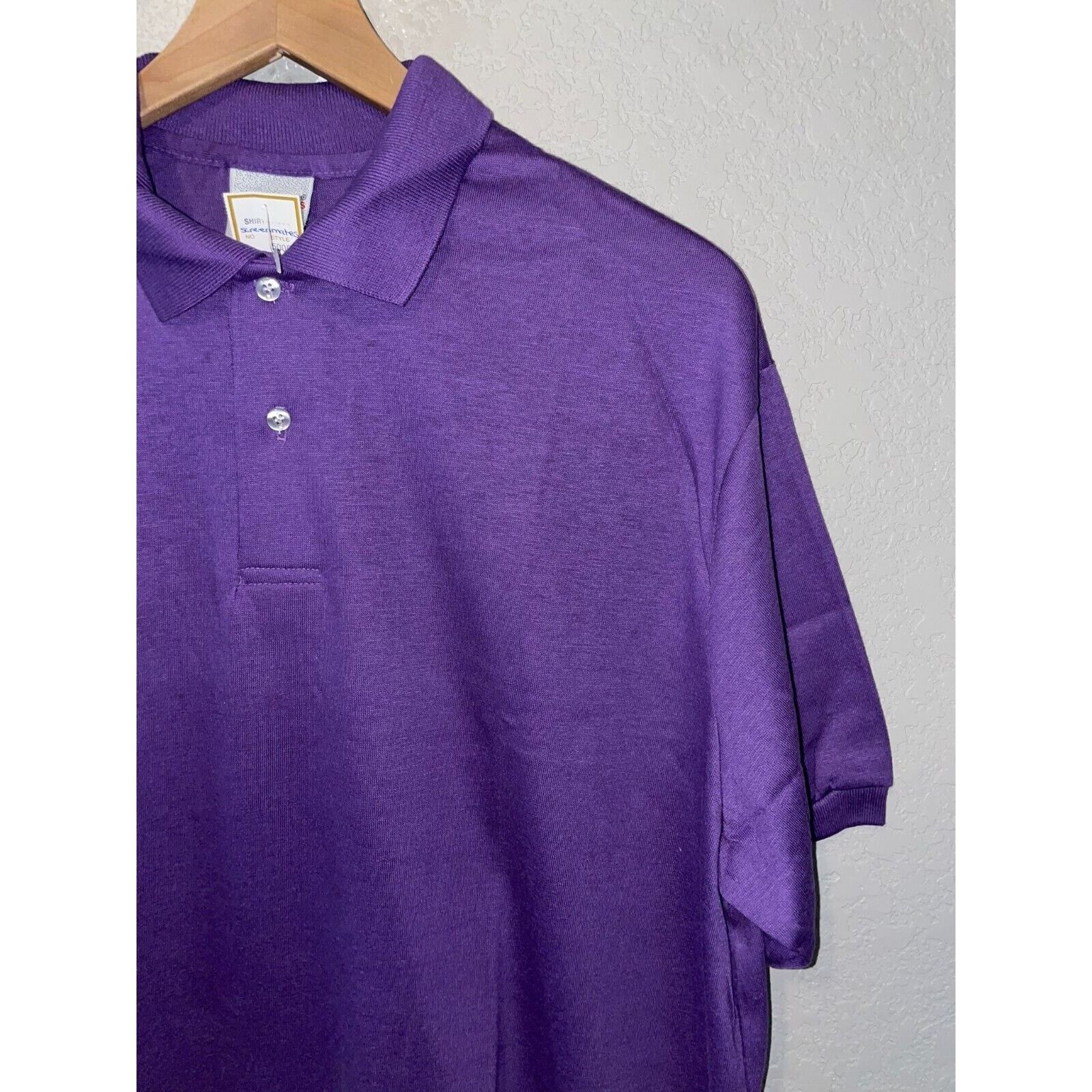 Vintage Vintage Purple Blank Polo Shirt Screenmates 80s 90s VTG XL Size US XL / EU 56 / 4 - 2 Thumbnail