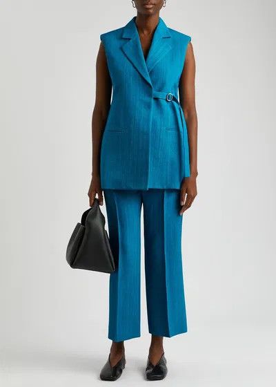 Jil Sander o1y0925 Sleeveless Blazer in Turquoise Size M / US 6-8 / IT 42-44 - 4 Thumbnail