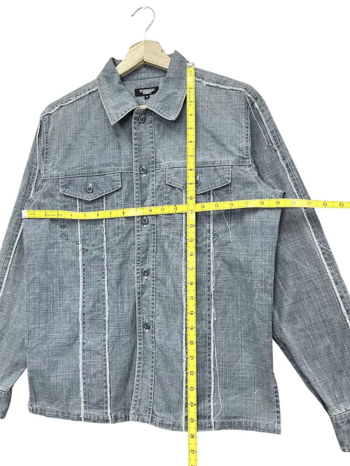 Tornado Mart Vintage TORNADO MART Hard Cotton Frayed Hem Button-up Shirt Size US S / EU 44-46 / 1 - 12 Thumbnail