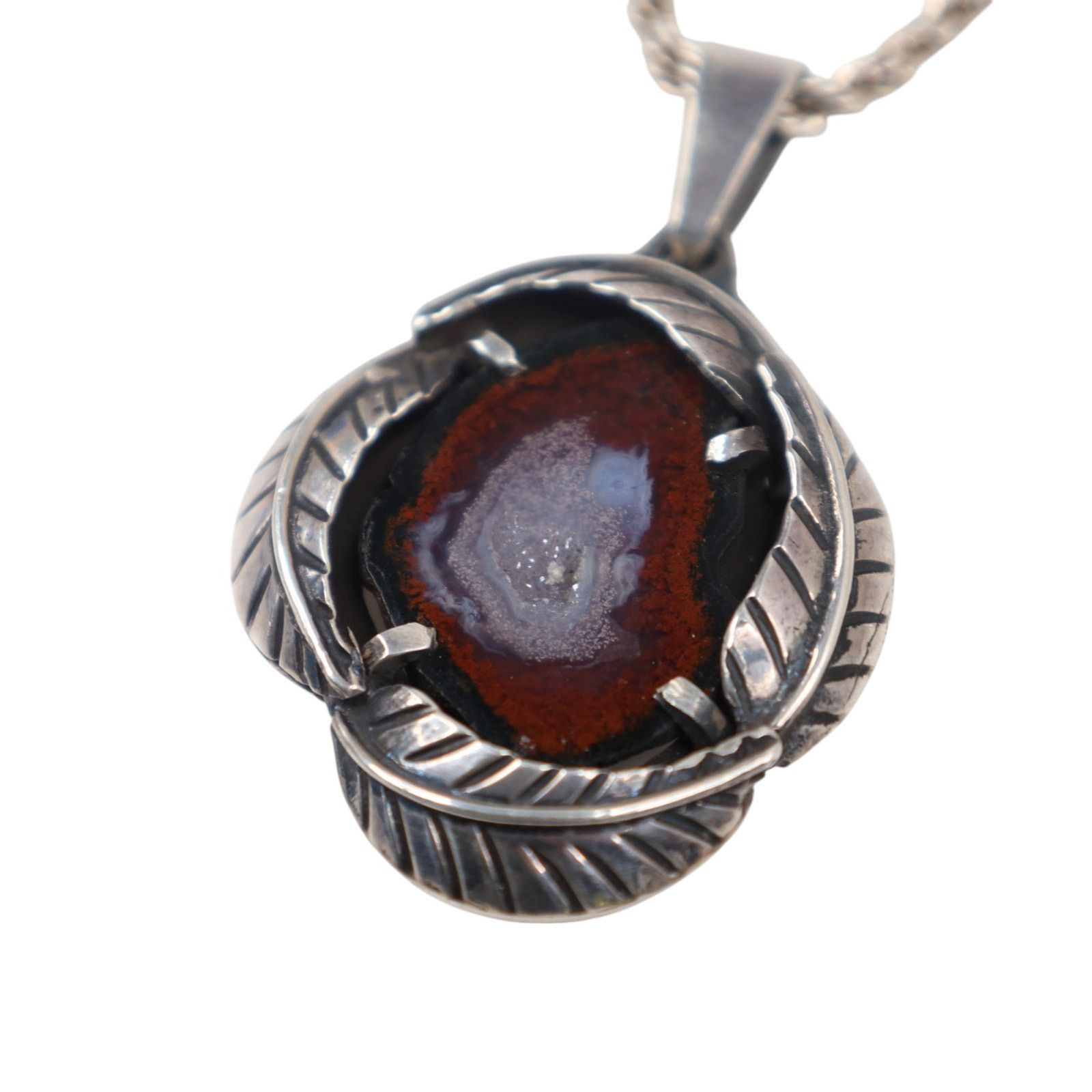 Vintage VTG Artist GMV Sterling Silver Feather Druzy Quartz Geode Size ONE SIZE - 3 Thumbnail