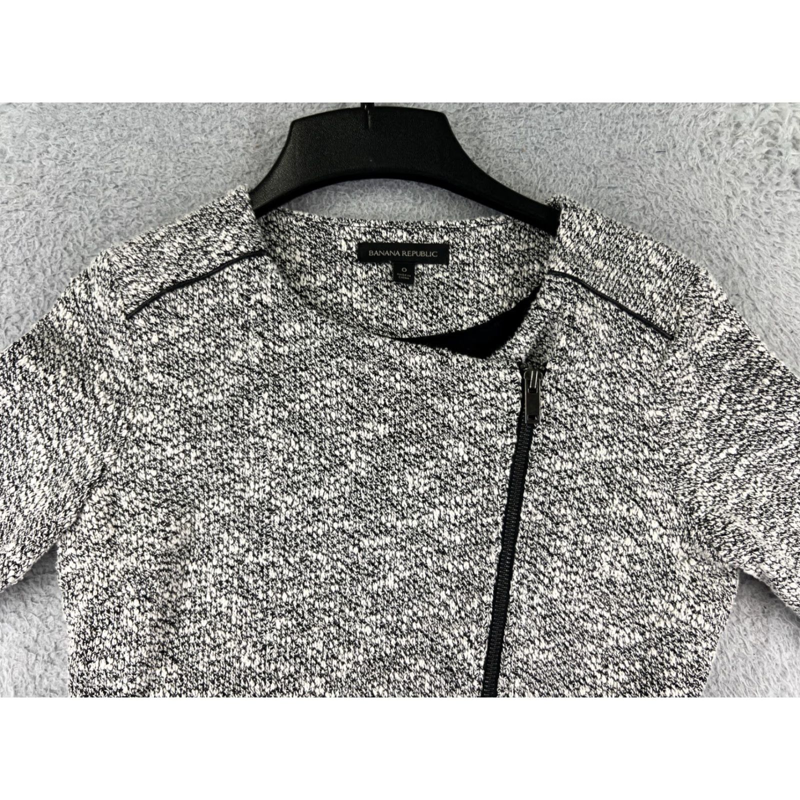 Banana Republic Banana Republic Jacket Women 0 White Black Asymmetric Full Zip Cotton Crop Treny Womens Size XS / US 0-2 / IT 36-38 - 7 Thumbnail